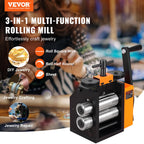 VEVOR Jewelry Press, 75mm Width, 3-in-1 Functionality, Gear Ratio 1:2, Adjustable 0.03-6.5mm Press Thickness, Ideal for Crafting Metal Jewelry Sheets, Squares, Wires, and Semicircles
