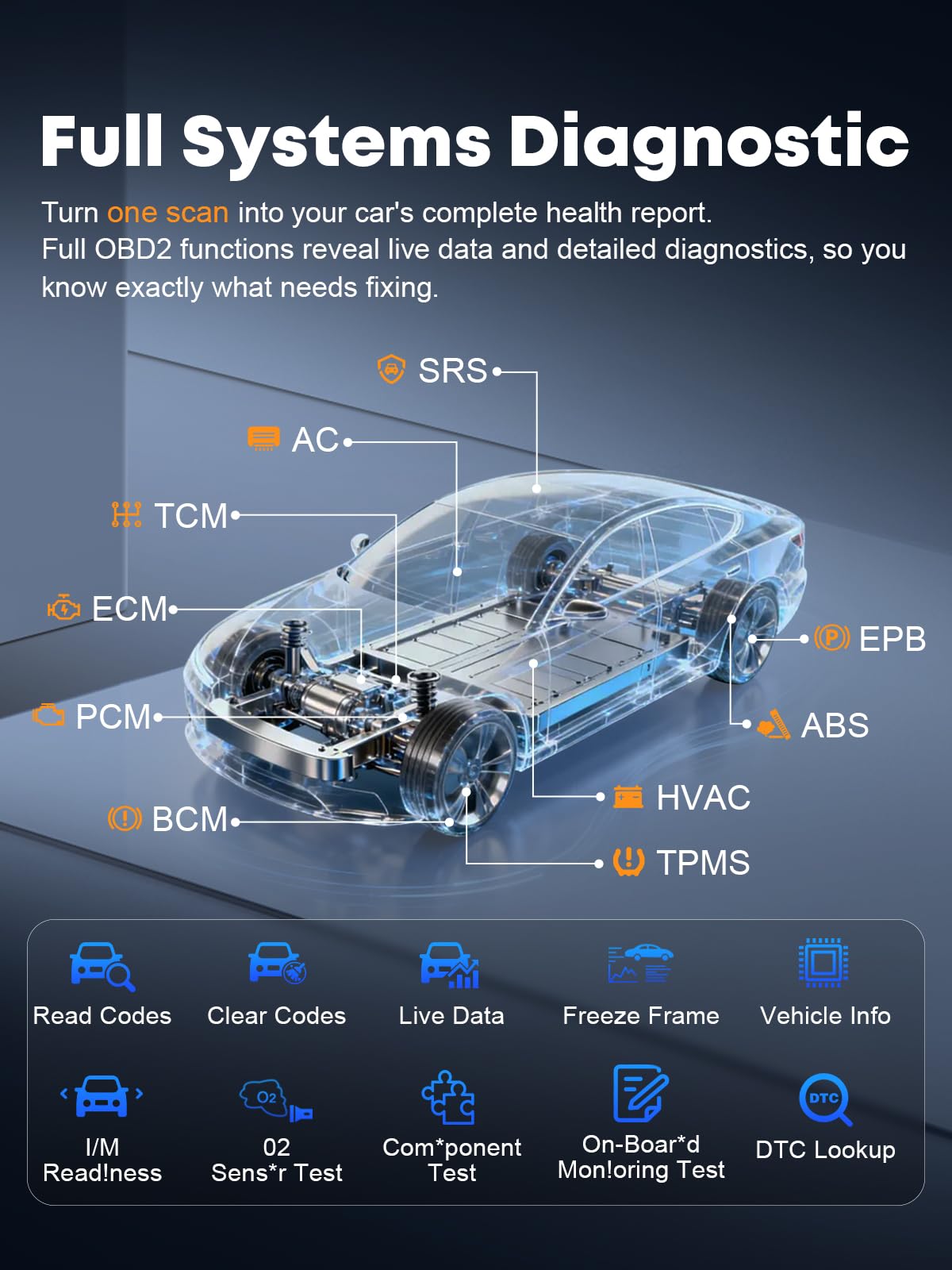 XTOOL D6 Full System OBD2 Scanner Diagnostic Tool with Lifetime Free Update