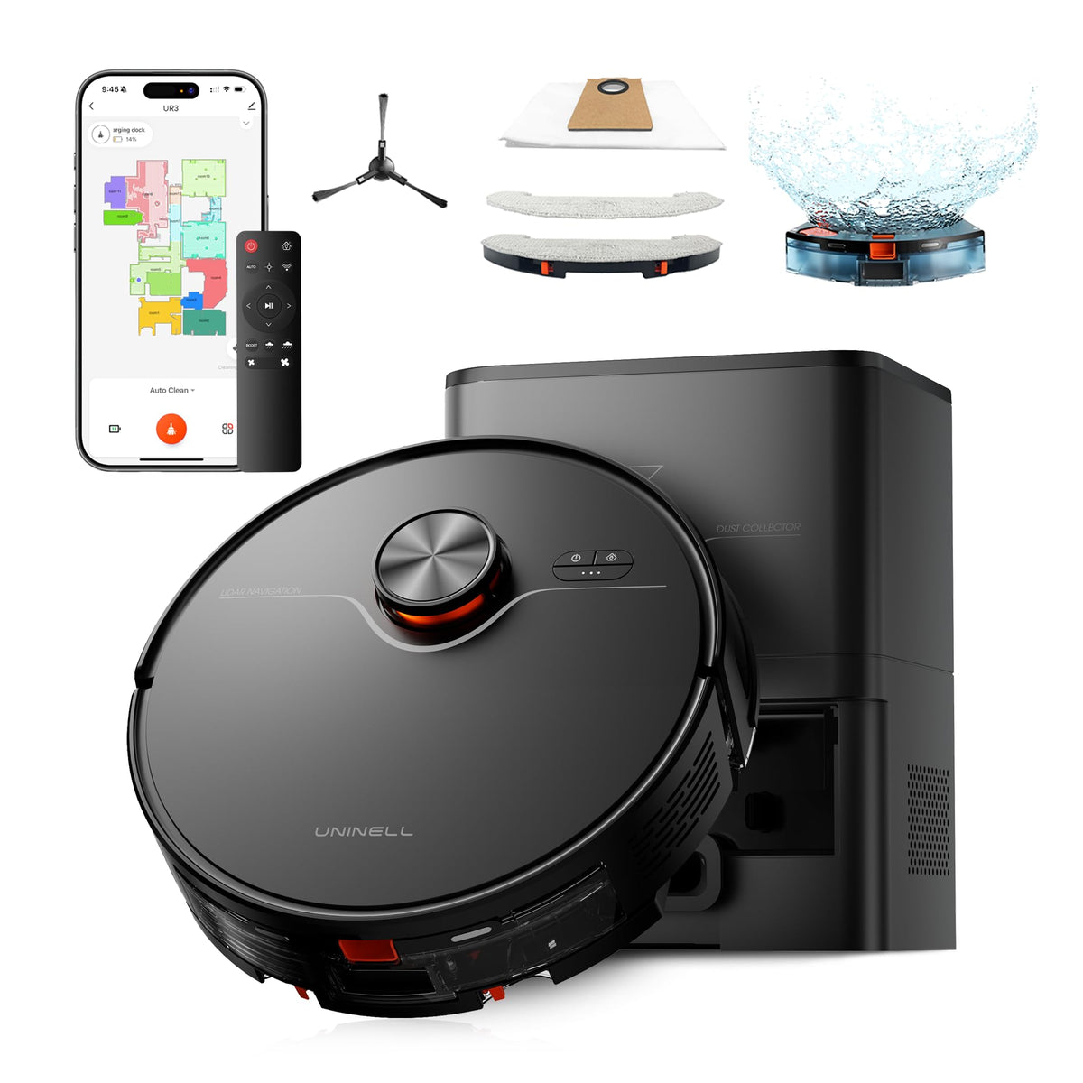 UNINELL HOME UR3-UH Robot Vacuum and Mop Combo with Mapping, 8000Pa Suction