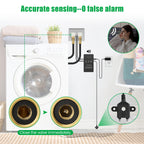 Washing Machine Water Leak Detector Kit with Dual Power Supply, Precise Sensor, Automatic Shut-Off Hot & Cold Valves 3/4" 90° , Alarm Sound and Alarm Light