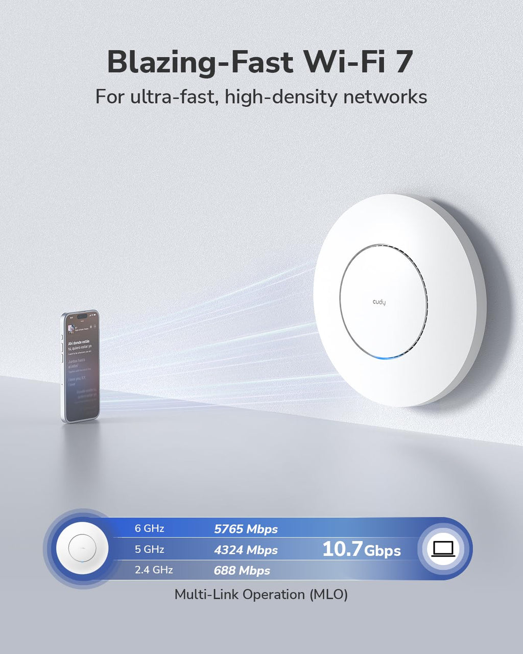 Cudy BE11000 Wi-Fi 7 Gigabit Mesh Access Point, 10G SFP+, 2.5G PoE, AP11000
