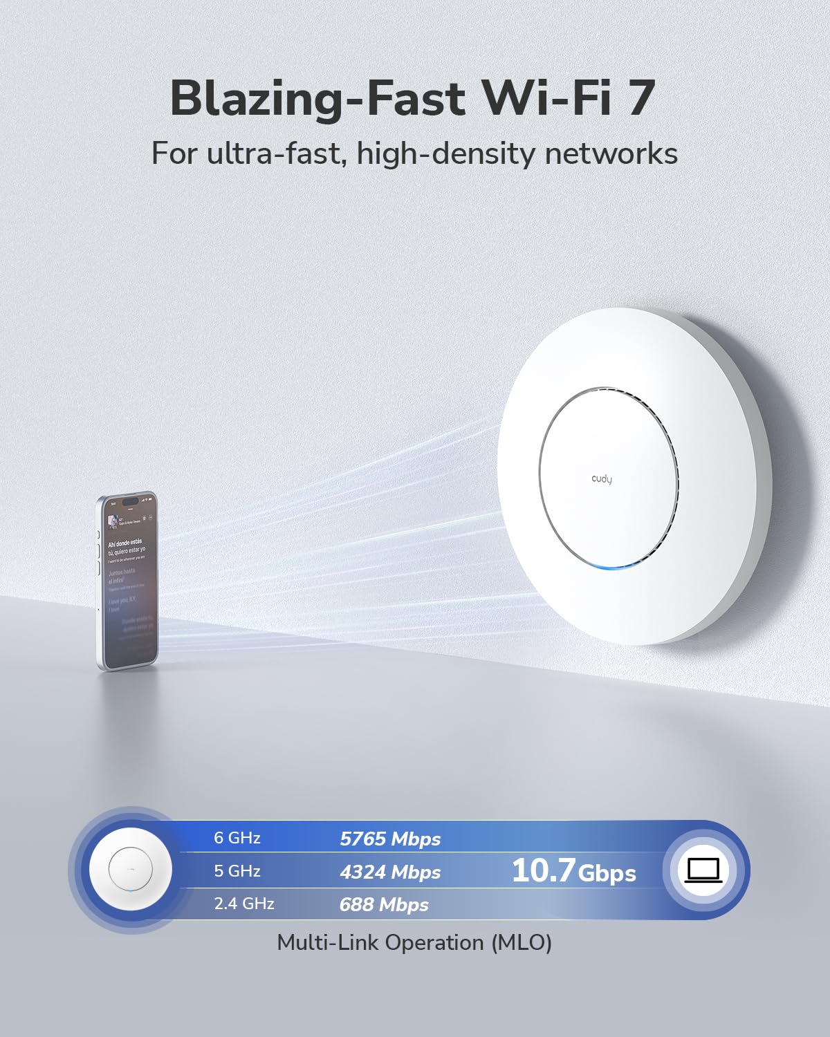 Cudy BE11000 Wi-Fi 7 Gigabit Mesh Access Point, 10G SFP+, 2.5G PoE, AP11000