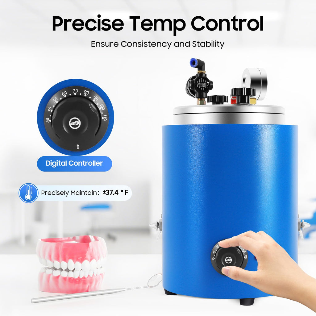 Wax Injector Vacuum Casting Machine 2.2L, 350W Round Barrel Mold 86-230°F with Double Nozzle Vacuum for Jewelry Wax Injection Beading Making Kit