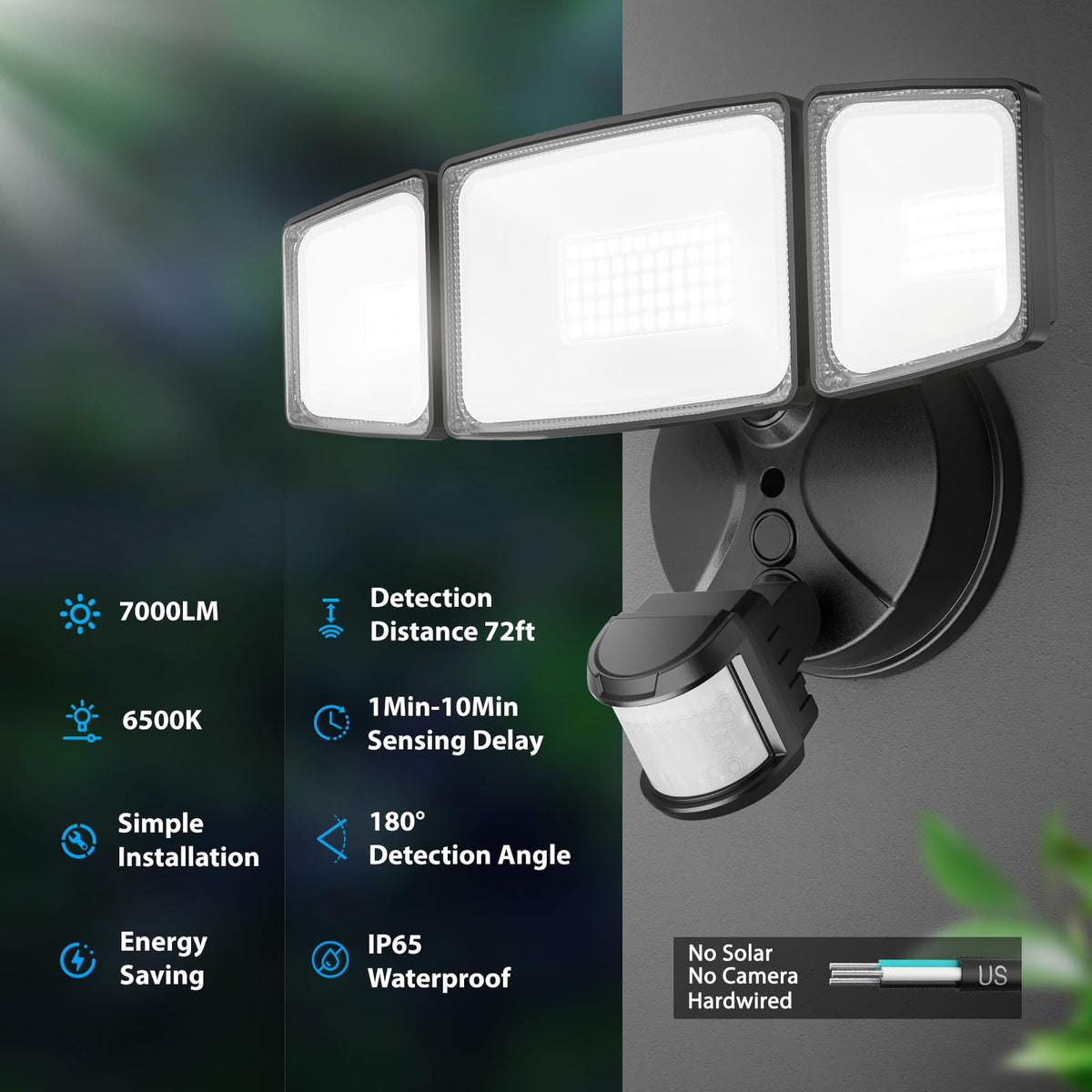 Flood Lights Outdoor Motion Sensor, Dusk to Dawn Security Floodlight, Black