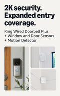 Ring Wired Doorbell Plus (2nd Gen), Silver Nickel with 4 Window and Door Sensors (newest model) and Motion Detector (newest model)