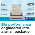 ScanSnap iX1300 Wireless or USB Double-Sided Color Document Scanner, White