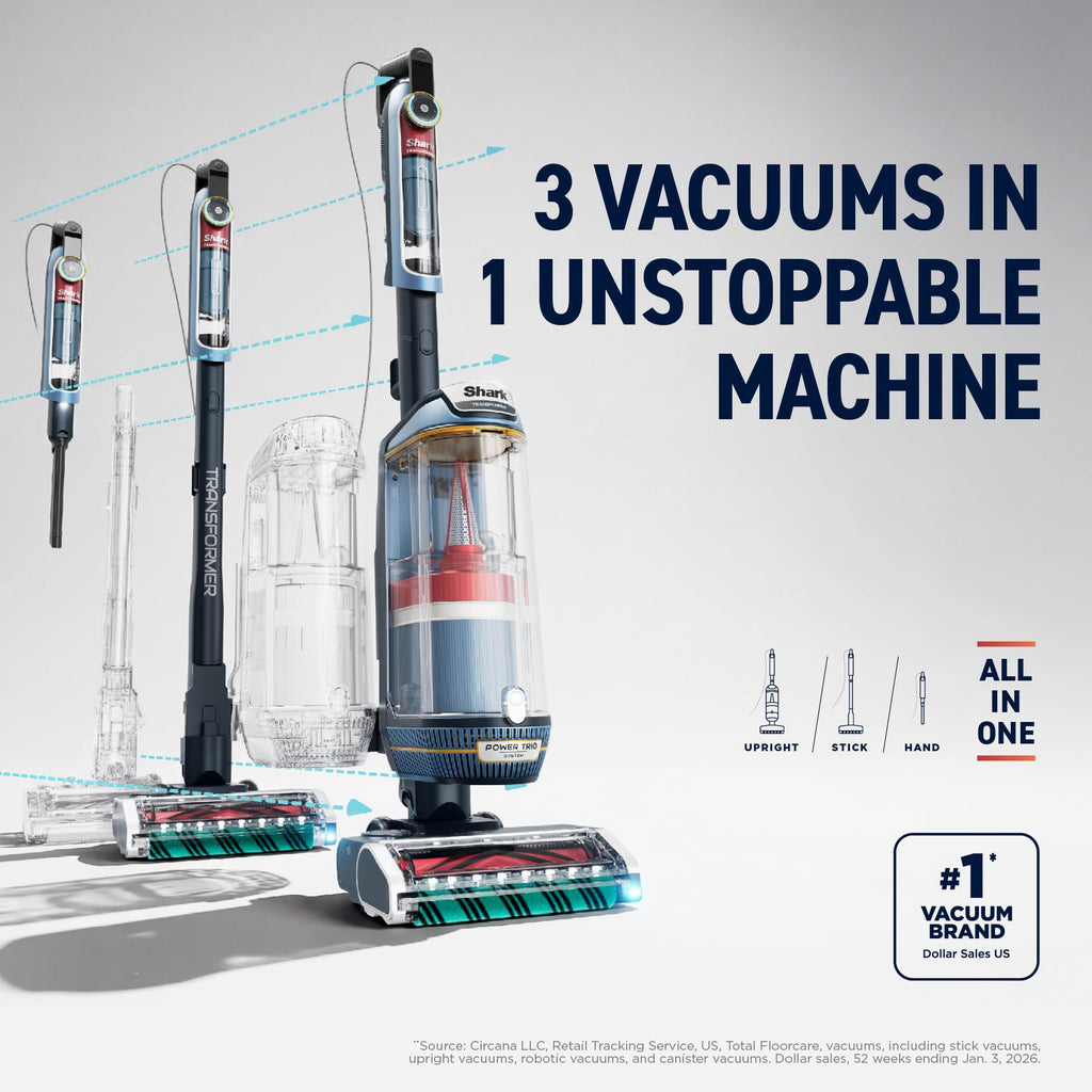 Shark® PowerDetect® Transformer™ Upright Vacuum, Midnight Steel, LX5002