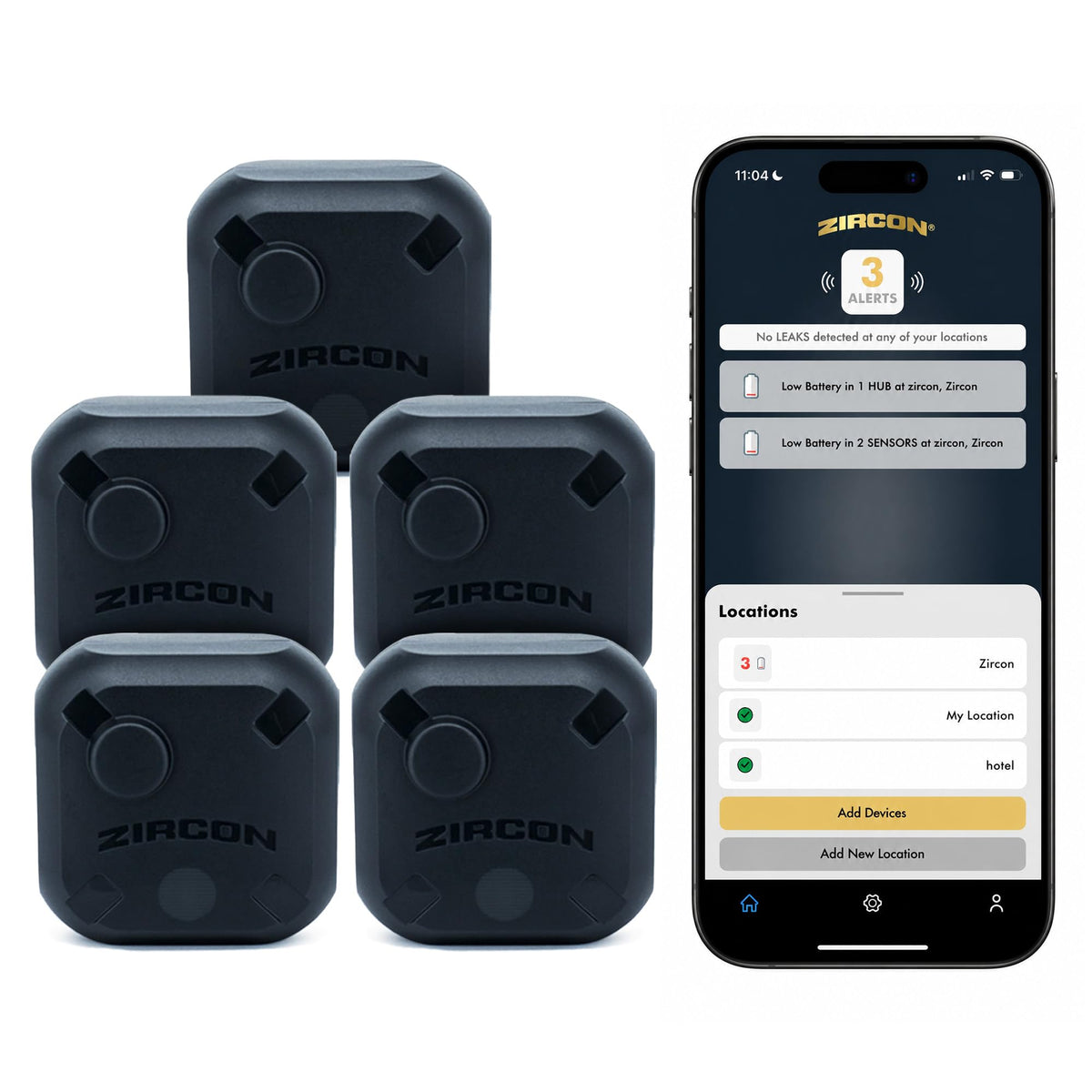 Zircon® Leak Alert 360™ Smart Water Leak Detector Kit, 2 Sensors, iOS Only