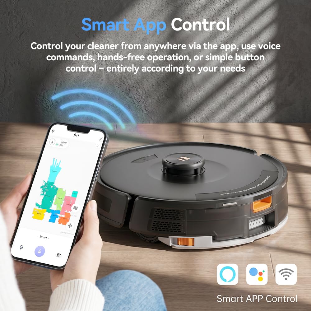38,000Pa Robot Vacuum Robot Vacuum Mop,Vacuum Robot 120Day Self Emptying,Lidar Navigation,5G 2.4GWiFi APP Aspirateur Robot,Self-Charging Robot Vacuums for Pet,Floor,Carpet R11Max Black