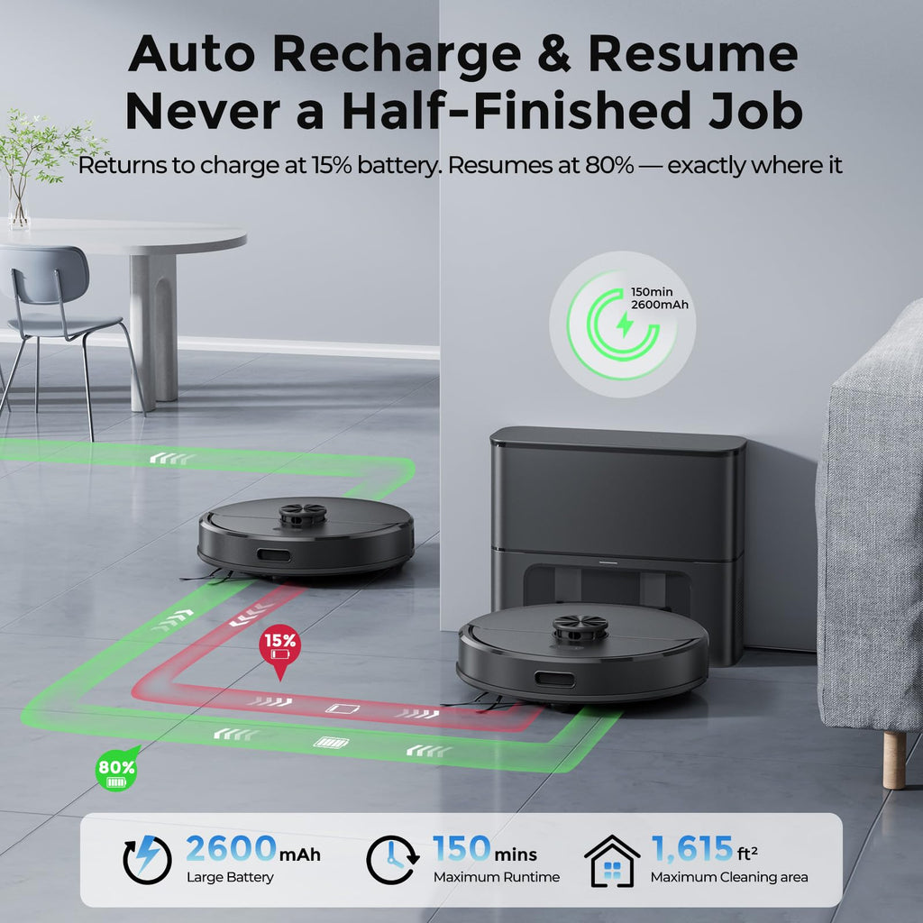 Kilgone Robot Vacuum and Mop with Self Emptying Dock, 90 Days Hands-Free