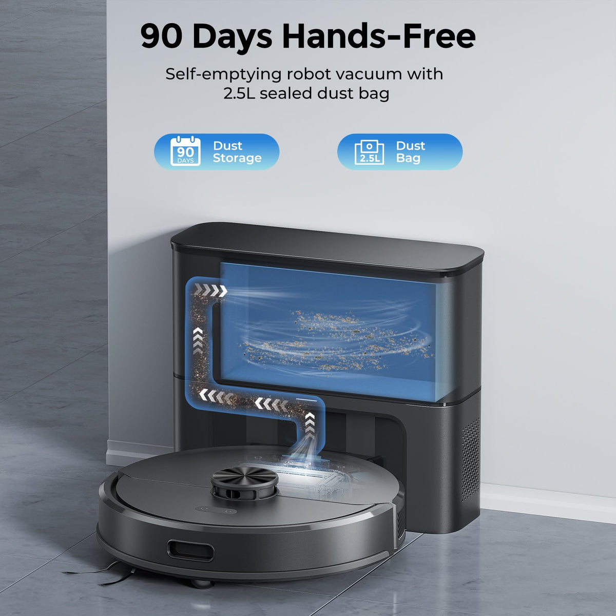 Robot Vacuum and Mop Combo, Self-Emptying, Up to 9 Weeks Self-Empty