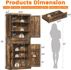 72" Tall Sewing Craft Storage Cabinet with Adjustable Shelves