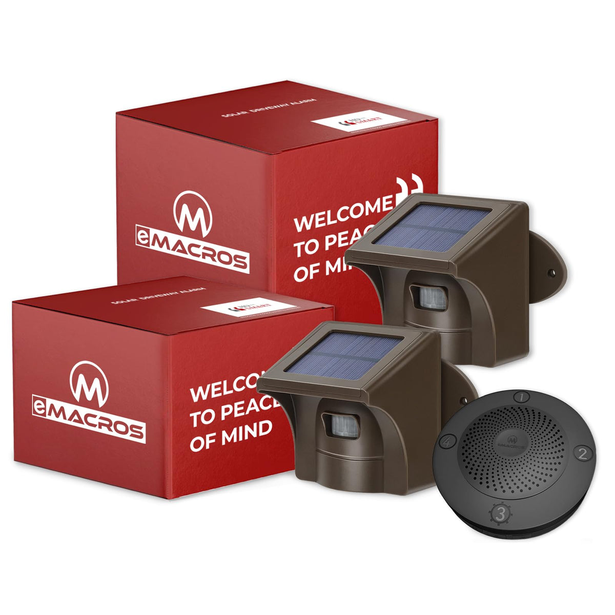 Solar Wireless Driveway Alarm, 1 Plug-in Receiver & 4 Sensors