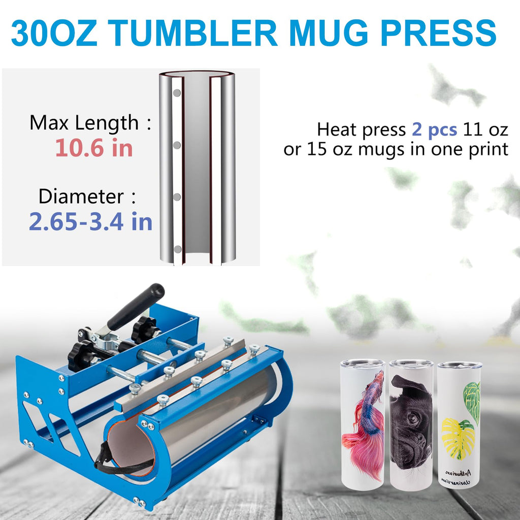 Topdeep Pro Heat Press 15x12 Inch, 5 in 1 Heat Press Machine with 30 OZ Tumbler Press, Swing Away T Shirt Pressing Machine, Combo Tumbler Heat Press Machine Sublimation for T-Shirt Tumblers Hat Cap