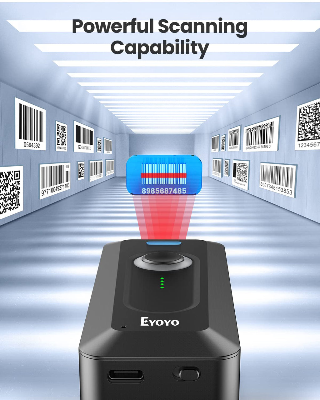 Eyoyo 2-Pack Portable Mini 2D Bluetooth Barcode Scanner Wireless with Clip