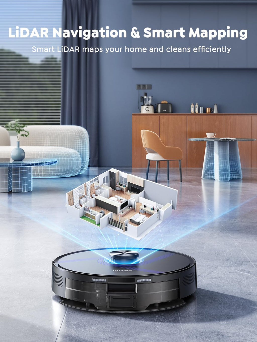Vyzzle Robot Vacuum and Mop, 8000Pa for Pet Hair, Carpet, Hard Floors, E20