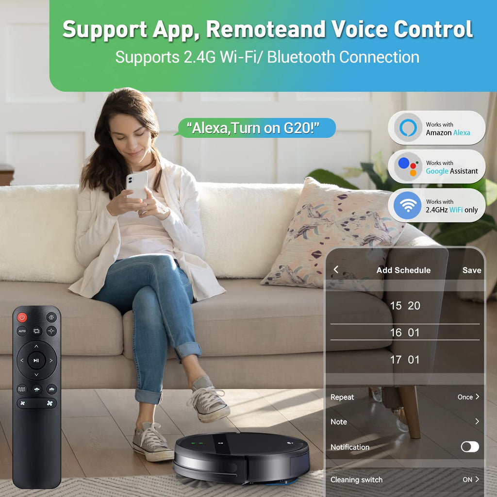 Kilgone Robot Vacuum and Mop Combo, App/Alexa Control, Smart Robot Vacuum Cleaner, Ultra-Thin, Automatic Recharge Robotic Vacuum Cleaner for Pet Hair/Carpet/Hard Floor