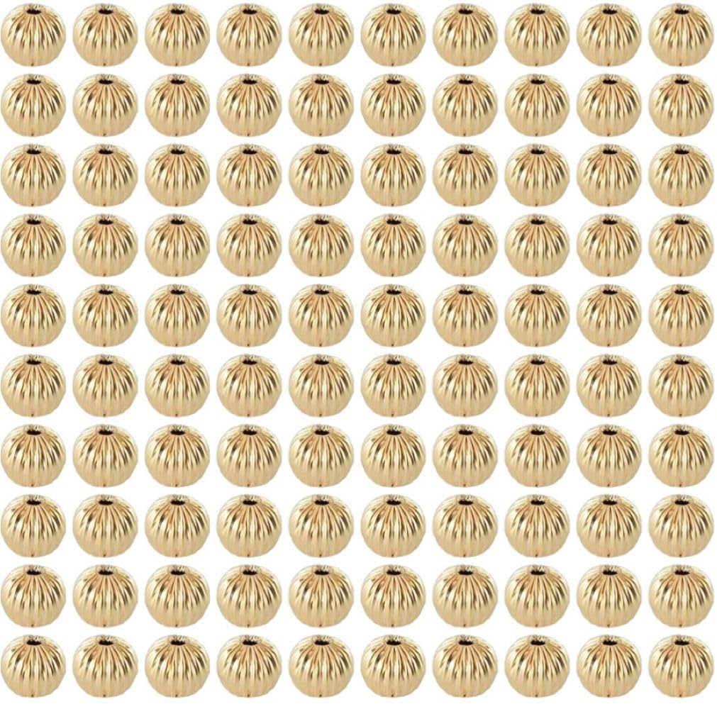 Premium 14K/18K Gold-Filled ep Watermelon Beads - Elegant Textured Design for Jewelry Making, DIY Crafts, 4mm to 10mm Variety Pack (18K-10mm-100 PCs)