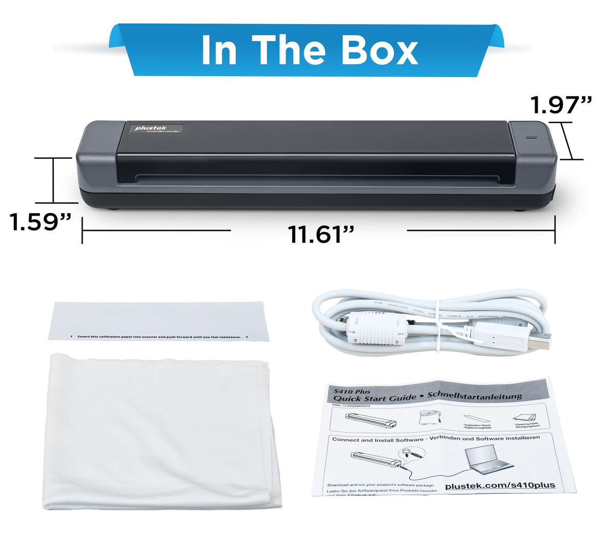 Plustek Mobile Scanner S410 Plus - Compact Portable Document Sheet-Fed