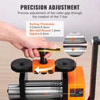 VEVOR Jewelry Press, 75mm Width, 3-in-1 Functionality, Gear Ratio 1:2, Adjustable 0.03-6.5mm Press Thickness, Ideal for Crafting Metal Jewelry Sheets, Squares, Wires, and Semicircles