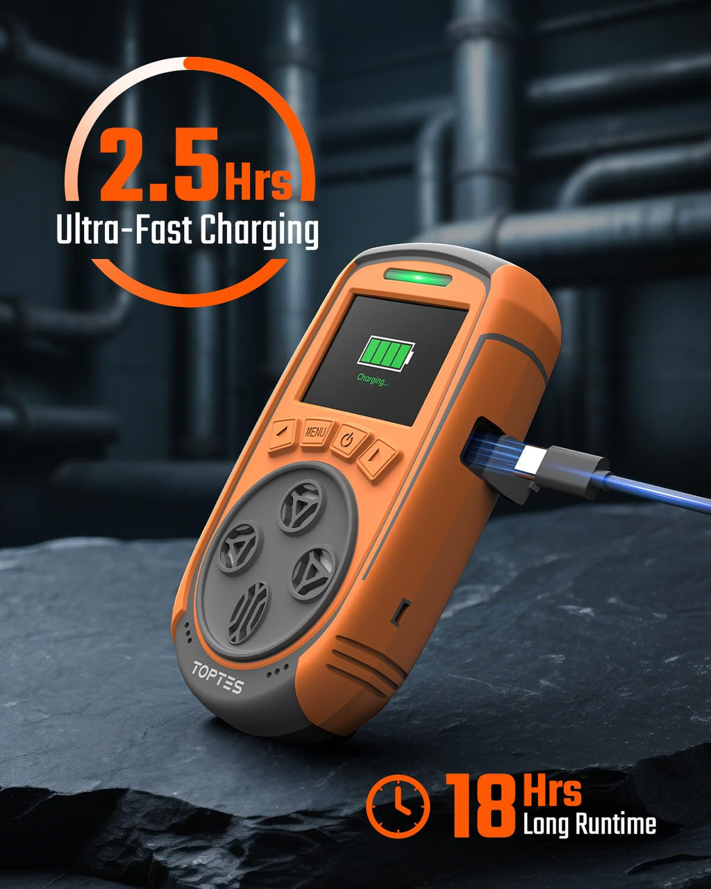 TopTes Guard-863Pro 4 Gas Monitor Multi Gas Detector for H₂S, CO, LEL, and O₂, with TFT Color Screen, Upgraded O₂ Sensor (5-Year Lifespan), USB Data Export, 18h Battery Life, Reliable for Work & Home