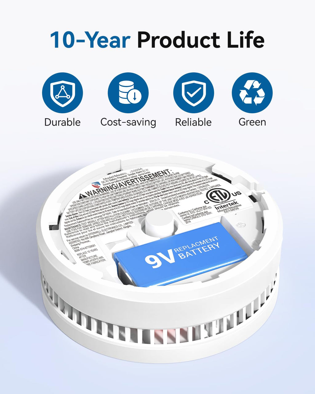 SITERWELL 10 Pack Smoke Detector, 10 Year Product Life Fire Alarm
