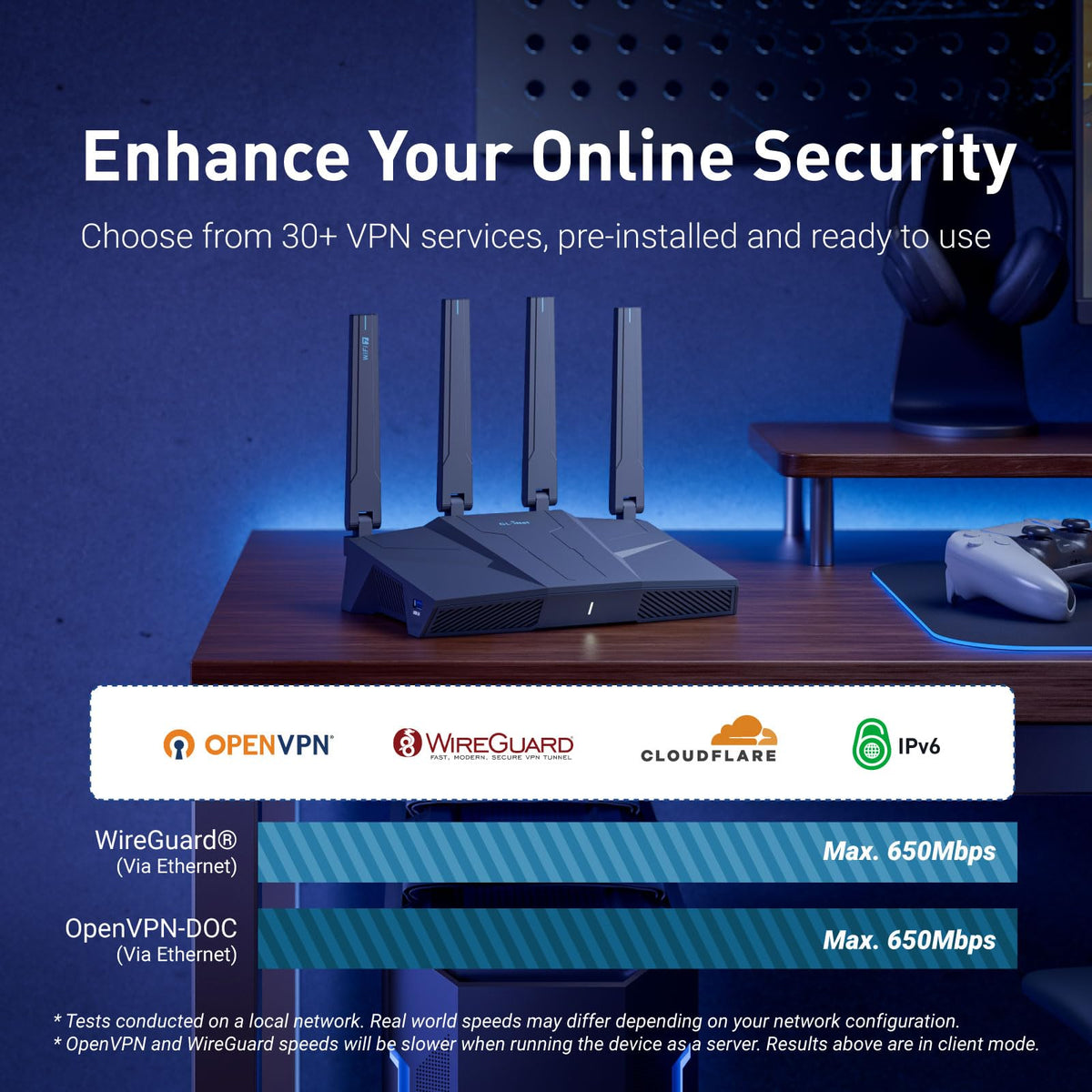 GL.iNet GL-BE6500 Flint 3e Wi-Fi 7 Router with VPN for Home and Gaming