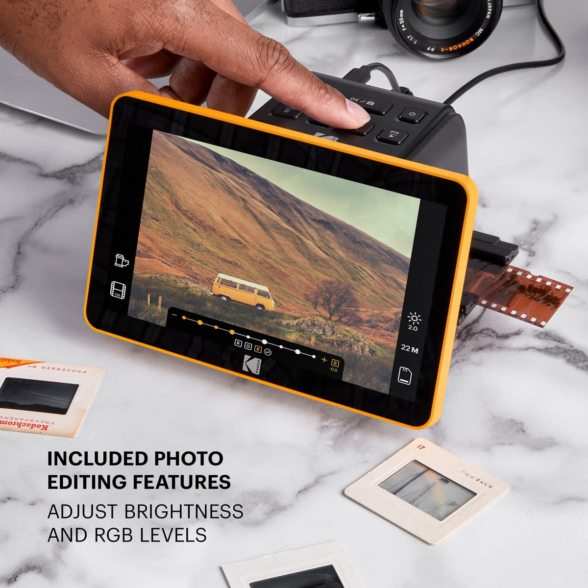 KODAK Slide N Scan Max Film Scanner, Slide Scanner, Black/Yellow