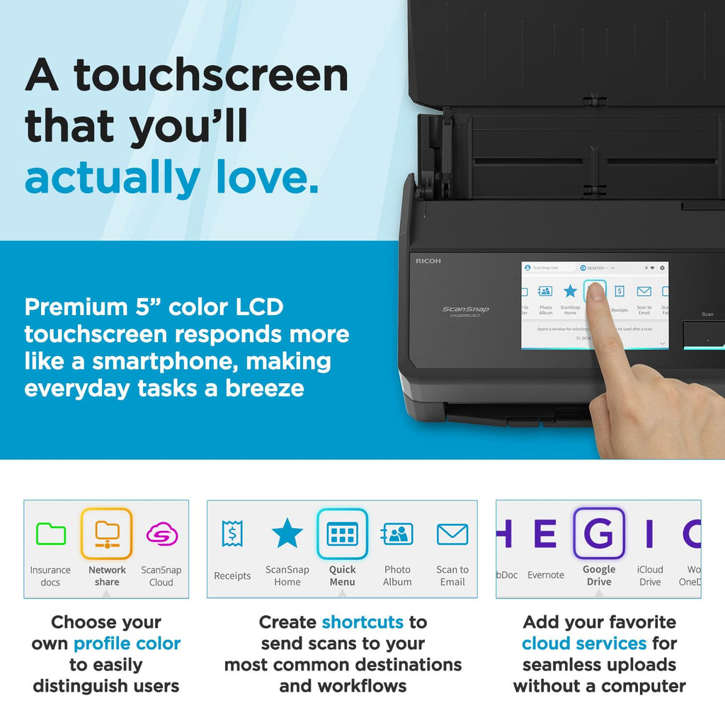 ScanSnap iX2500 Premium Wireless or USB High-Speed Document Scanner