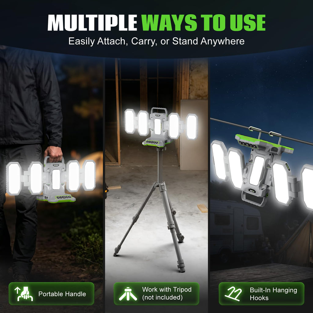 10000LM LED Work Light Compatible with Craftsman 20V Battery
