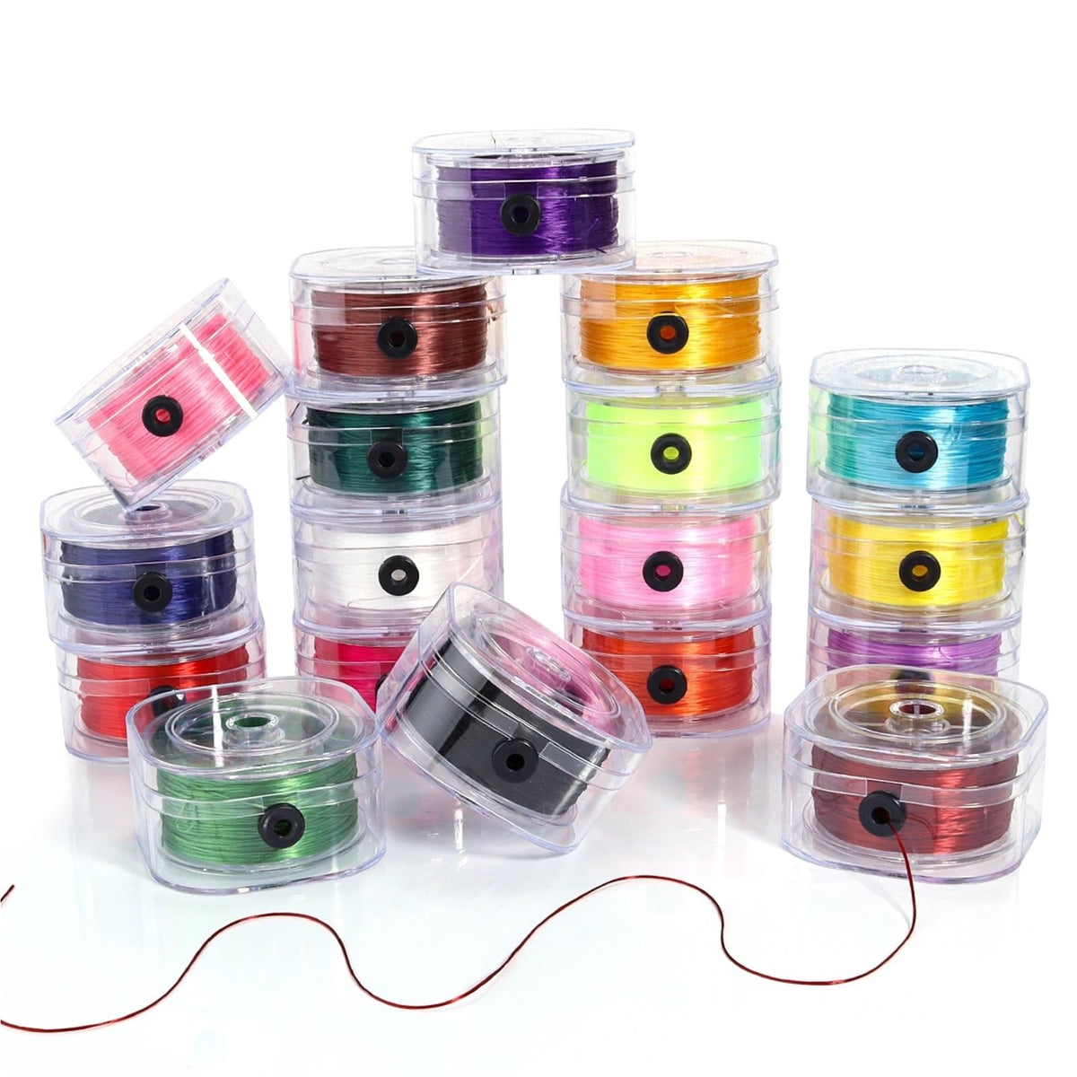 Elastic String for Bracelets 0.8mm Strong Beading Cord Colorful Flat Rope Thread DIY Jewelry Making 90M per Roll(Pink)
