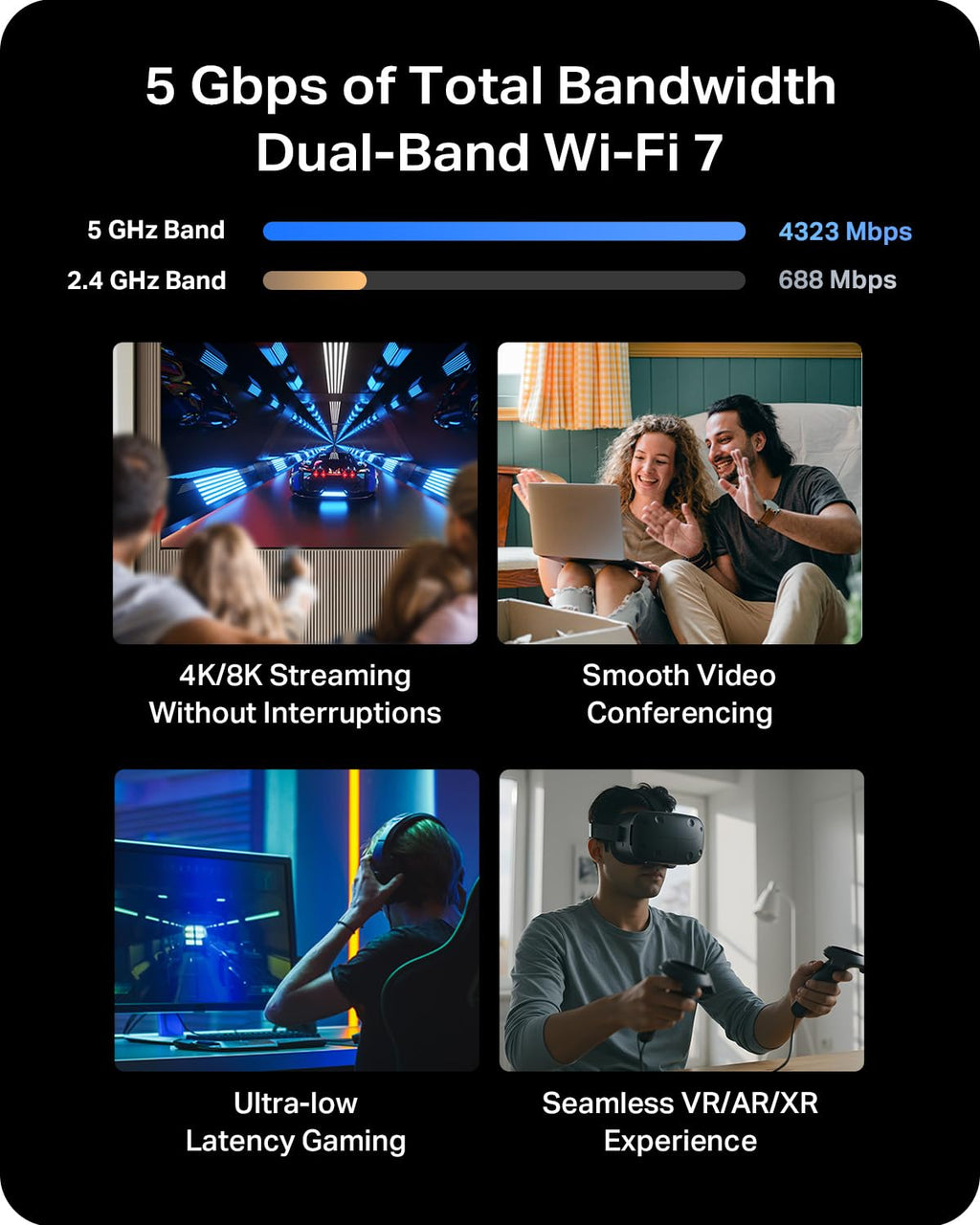 TP-Link BE5000 Dual-Band Wi-Fi 7 Router (Archer BE270)