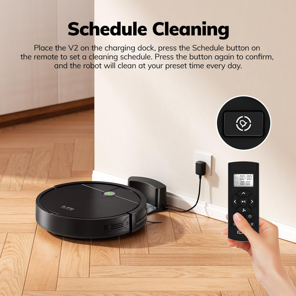 ILIFE V2 Robot Vacuum Cleaner, Tangle-Free Suction, Black