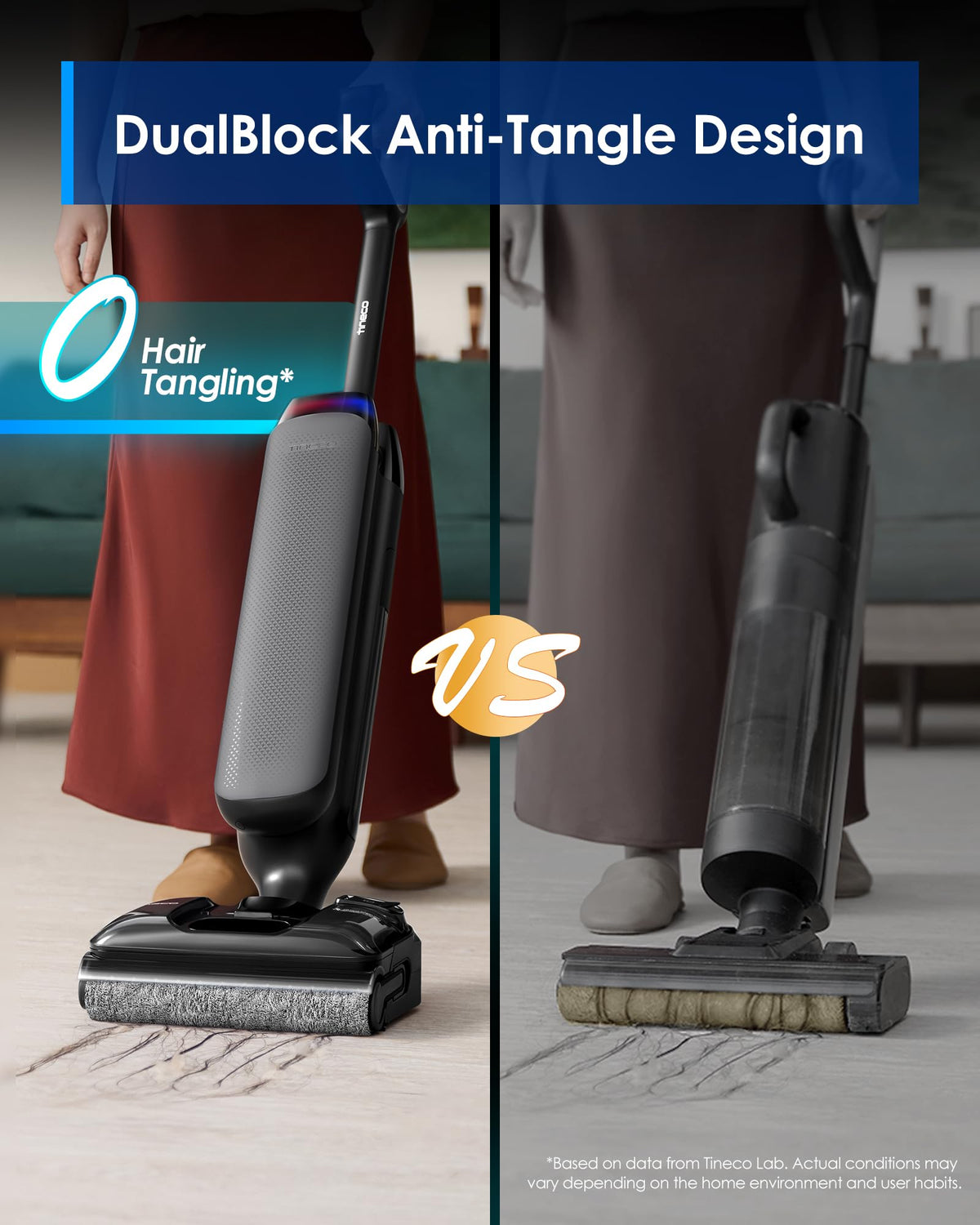Tineco Wet Dry Vacuum Cleaner 22kPa Suction Floor Cleaner Mop, 50 Min Runtime, iLoop Smart Sensor, DualBlock Anti-Tangle Design, 185℉ Flashdry, Dual-Edge Cleaning, 180° Lay-Flat, Floor One S7 Artist