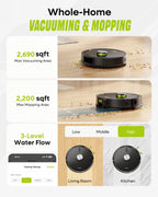 MONSGA Robot Vacuum and Mop, 90 Days Self-Emptying with 10000Pa Suction