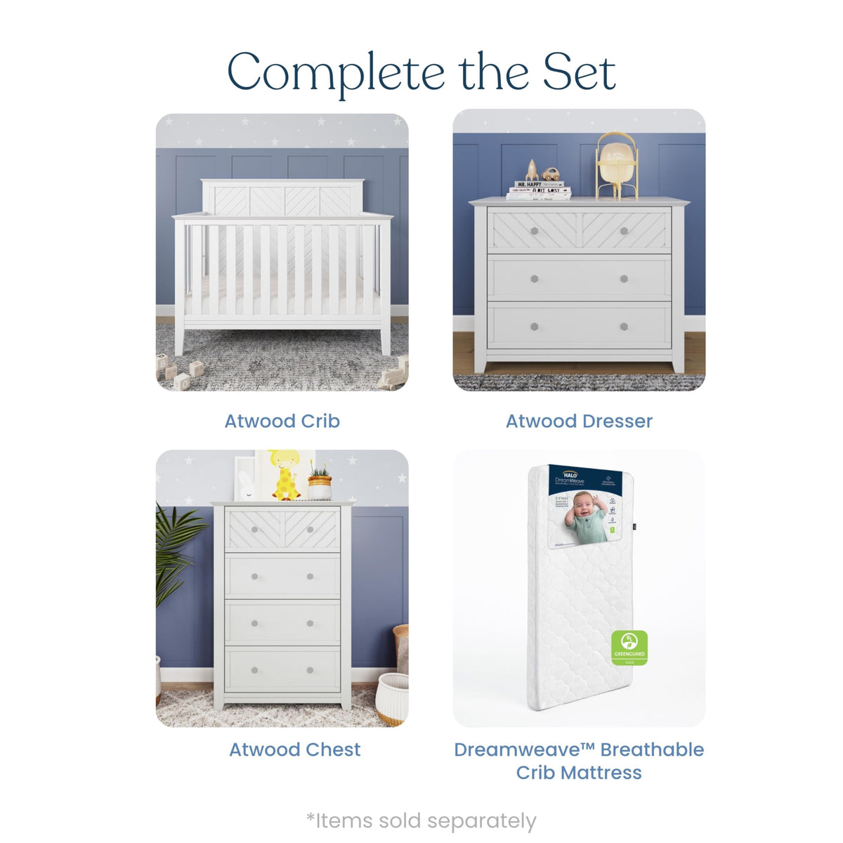 Child Craft Atwood 4-in-1 Convertible Baby Crib, Wooden Nursery Furniture Converts to Daybed, Toddler Bed and Full-Size Bed, 3 Mattress Height Adjustments, Non-Toxic Baby Safe Finish, Matte White