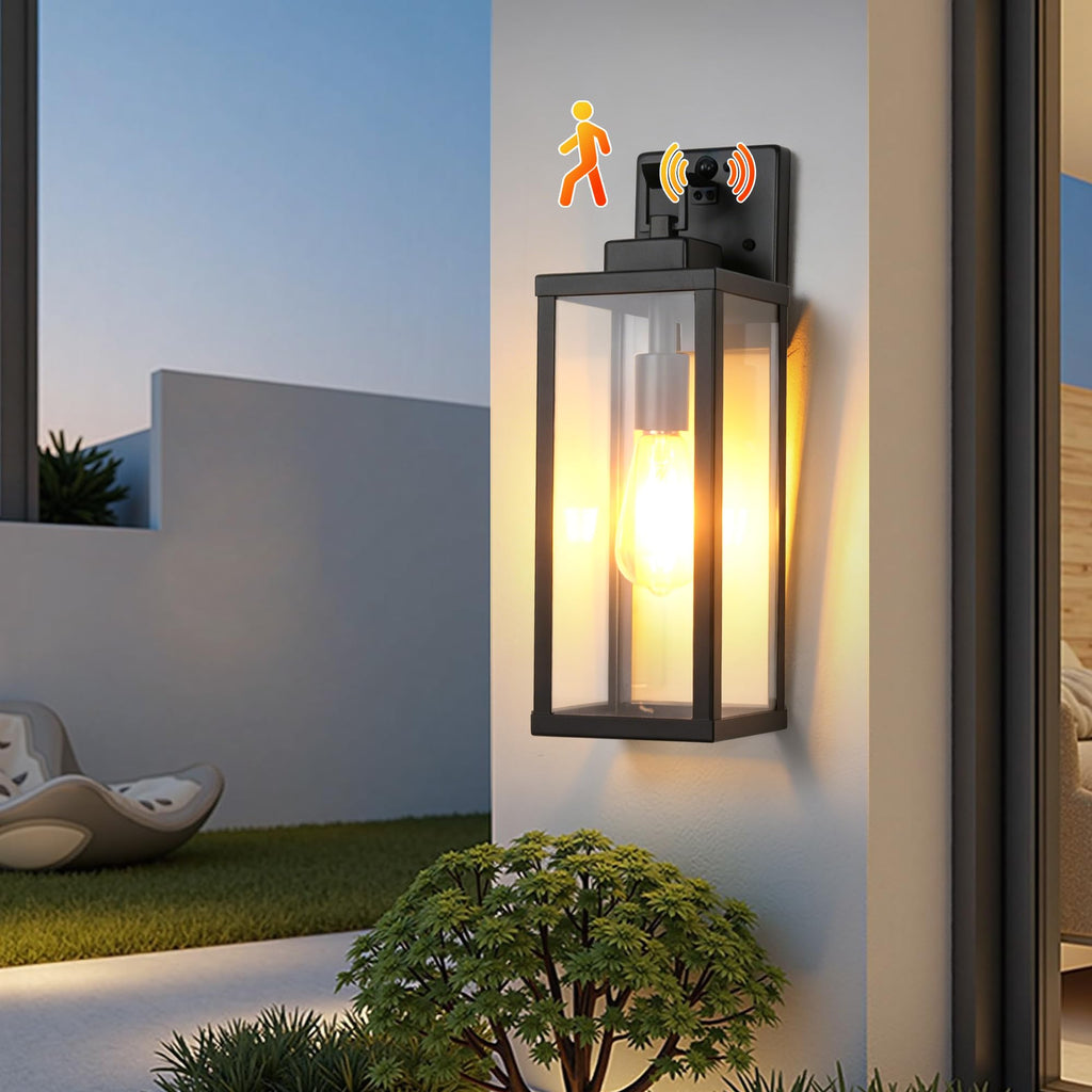 20 Inch Motion Sensor Dawn to Dusk Outdoor Sensor Light Fixture Anti-Rust Exterior Wall Lighting Waterproof Outdoor Wall Lantern for Porch Patio Front Door Garage - 2 Pack