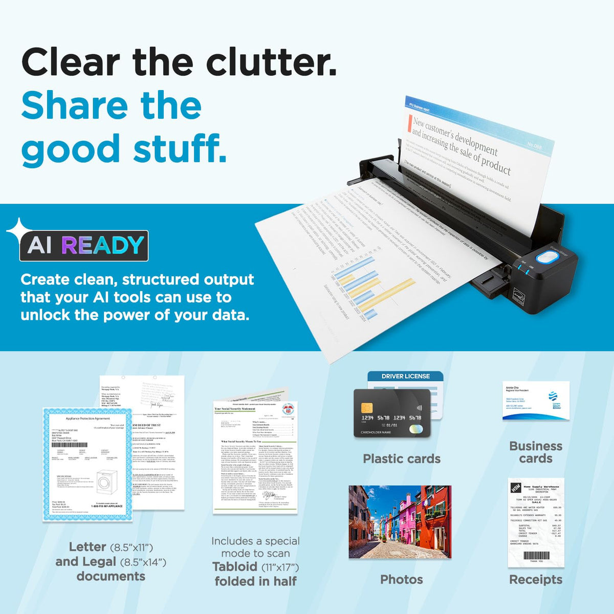 ScanSnap iX100 Wireless Mobile Portable Scanner, Black