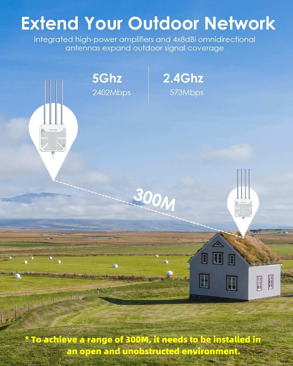WAVLINK 2026 AX3000 Outdoor WiFi 6 Extender Long Range, IP67 Weatherproof