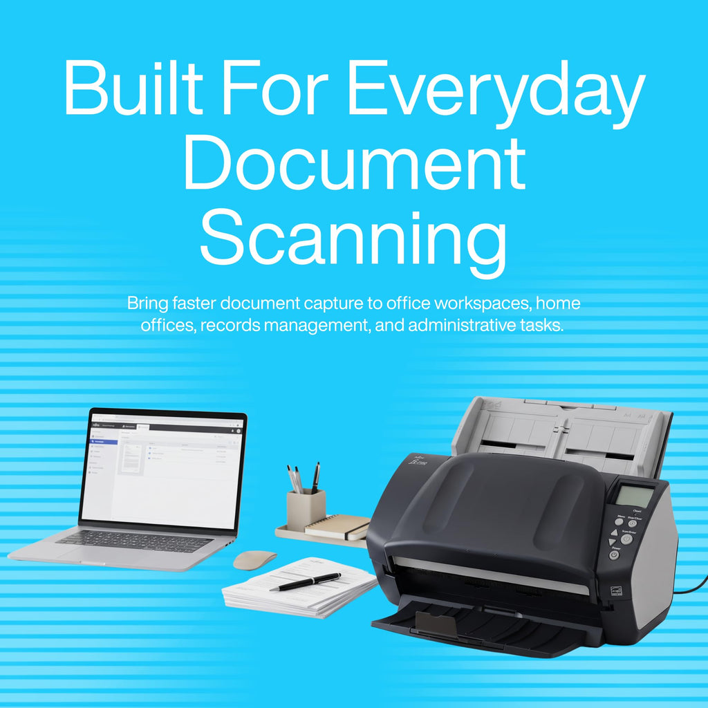 FI-7160 Fujitsu Document Scanner - Duplex - Scanners for Computers with 24V & USB 3.0 Cable, 8.5 X 14 in, 600 DPI, 60 PPM (Mono/Color), ADF, 4000 Scans Per Day (Renewed)