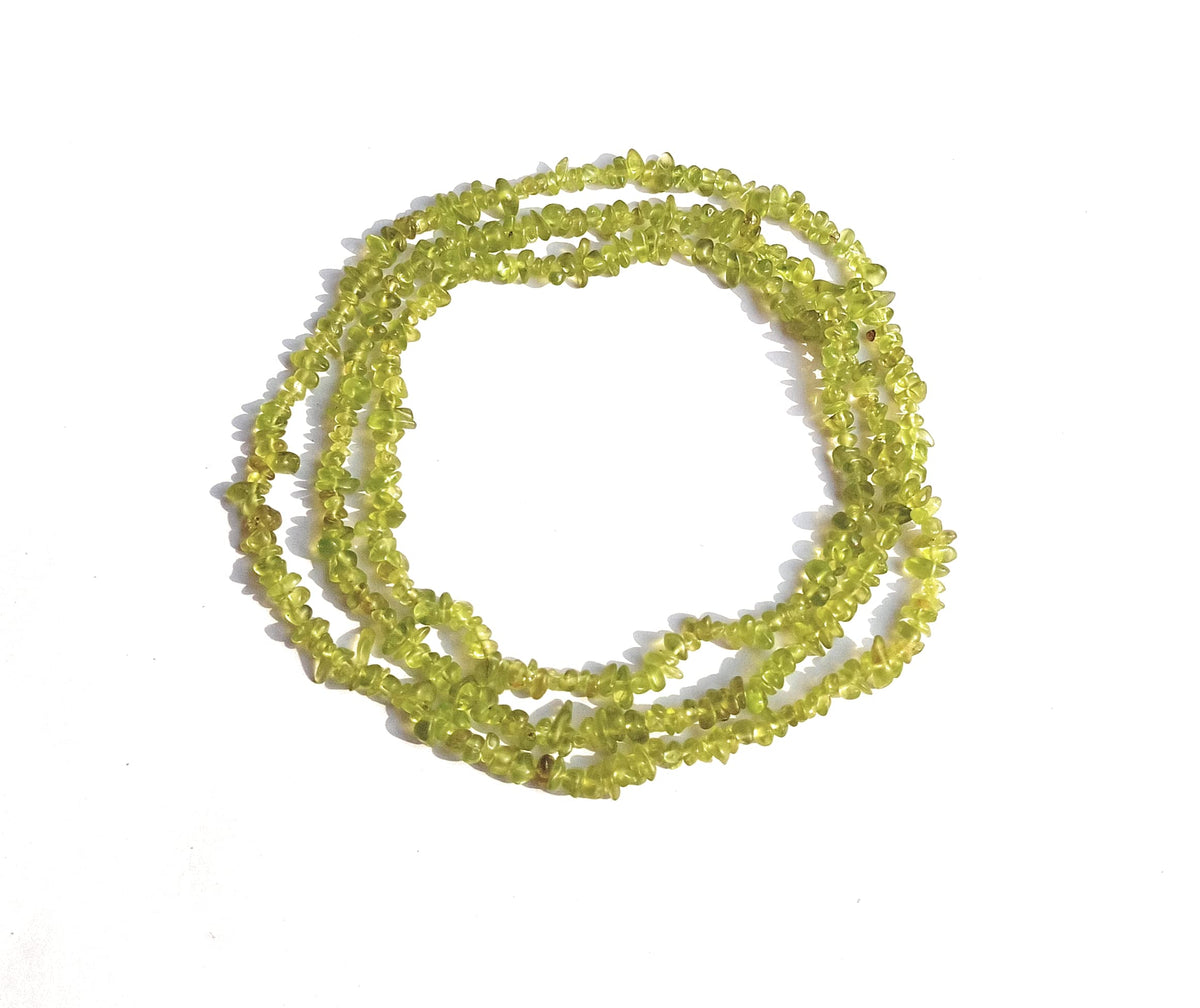 34" Natural Peridot Chip Beads Strand -Pack of 20, Gravel Uncut/Freeform Shape, 150 Ct, Nuggets for Beading- Jewelry Making, Art & Craft, Wholesale -August Birthstone