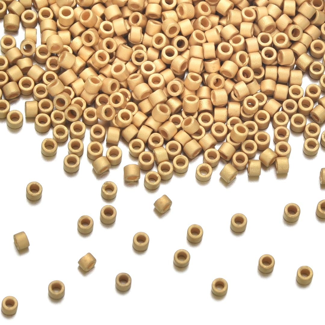 30g Miyuki Delica 11/0 Hex Cut Seed Beads, 24kt Light Gold Plated DBC34