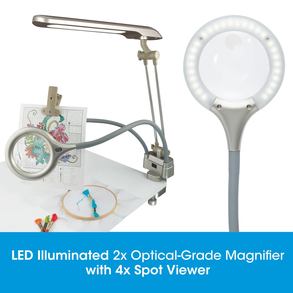 OttLite Ultimate LED 3-in-1 Creative Station with Magnifier, Champagne