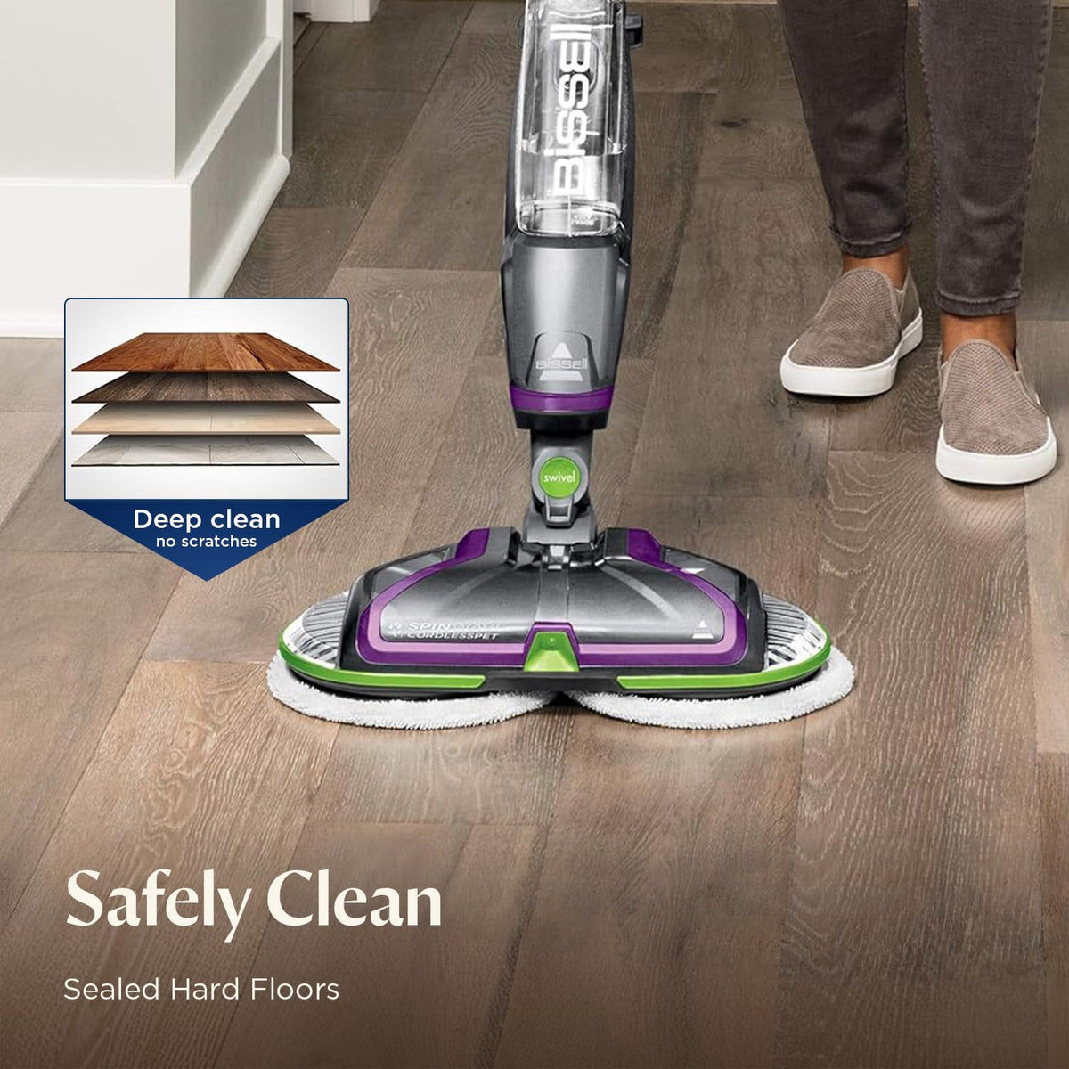 BISSELL Spinwave Cordless Pet Spin Mop, 18V Hard Floor Cleaner, 23157