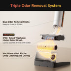 uwant Wet Dry Vacuum Cleaner 180°Lay-Flat Push-in Vacuum Mop All in One with 18000Pa Suction Auto Self-Cleaning Anti Odor Stick Dual-Edge Vacuum Cleaner Set of 1 for Hard Floor/Carpet D100