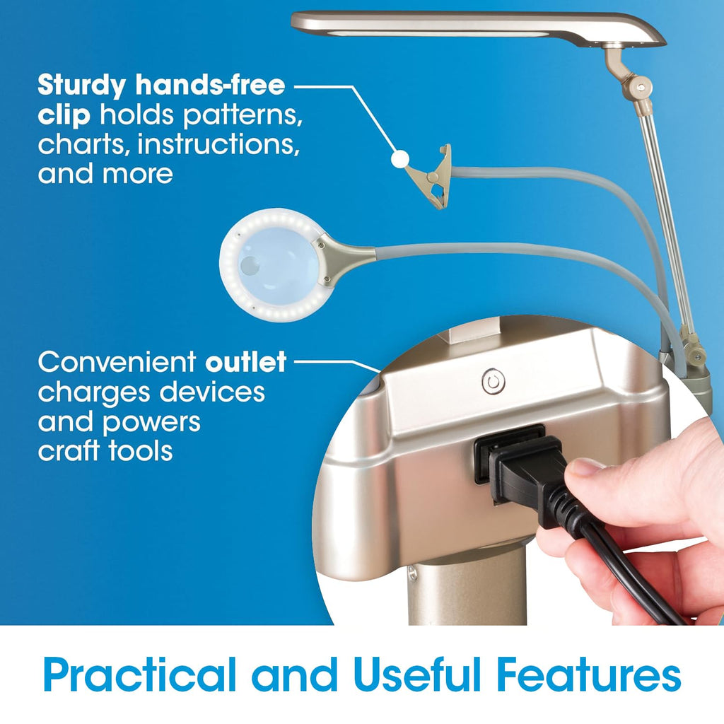 OttLite Ultimate LED 3-in-1 Creative Station with Magnifier, Champagne