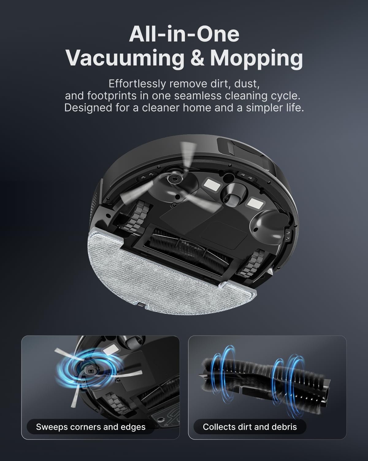 VONKO Robot Vacuum and Mop, 8000Pa, Self-Emptying, LiDAR Navigation