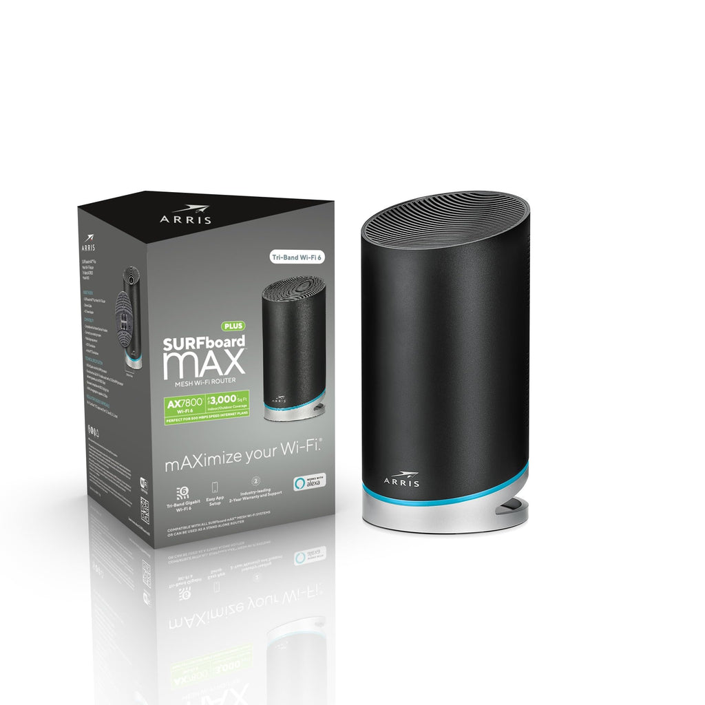 ARRIS SURFboard mAX W30 Tri-Band Mesh Ready Wi-Fi 6 Router , AX7800 Wi-Fi Speeds up to 7.8 Gbps , Coverage 3,000 sq ft , 1 Router , Alexa Support