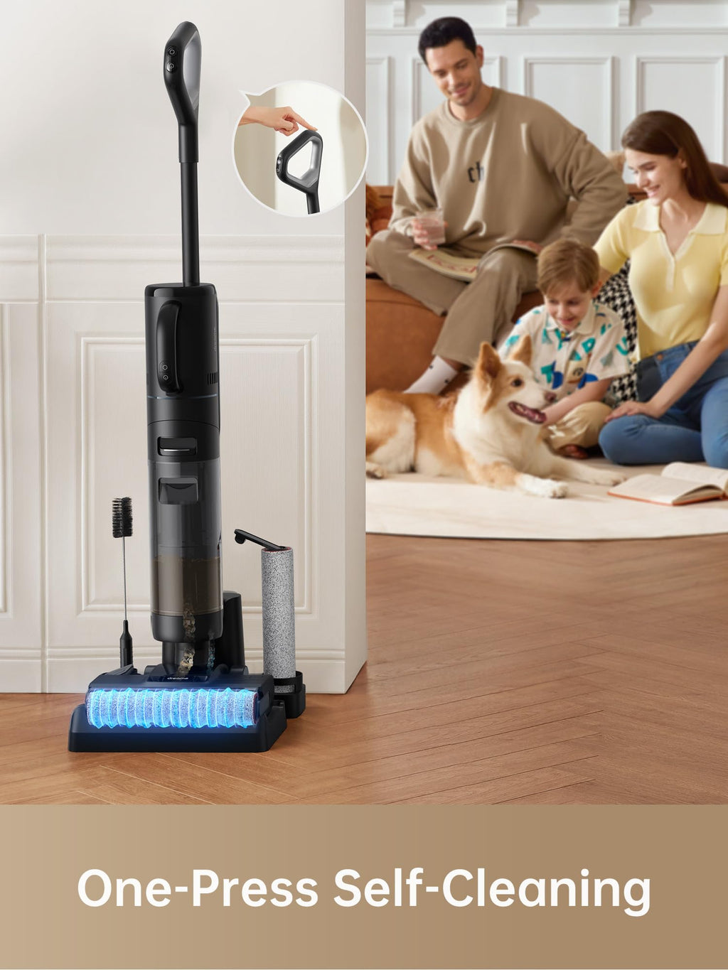 DREAME H12 Dual Vacuum Mop, 4-in-1 Cordless Vacuum Mop Combo, Wet Dry Vacuum Cleaner for Hard Floor, Cordless Vacuum for Multi-Surface, One-Step Self Cleaning with Hot Air Drying, Black