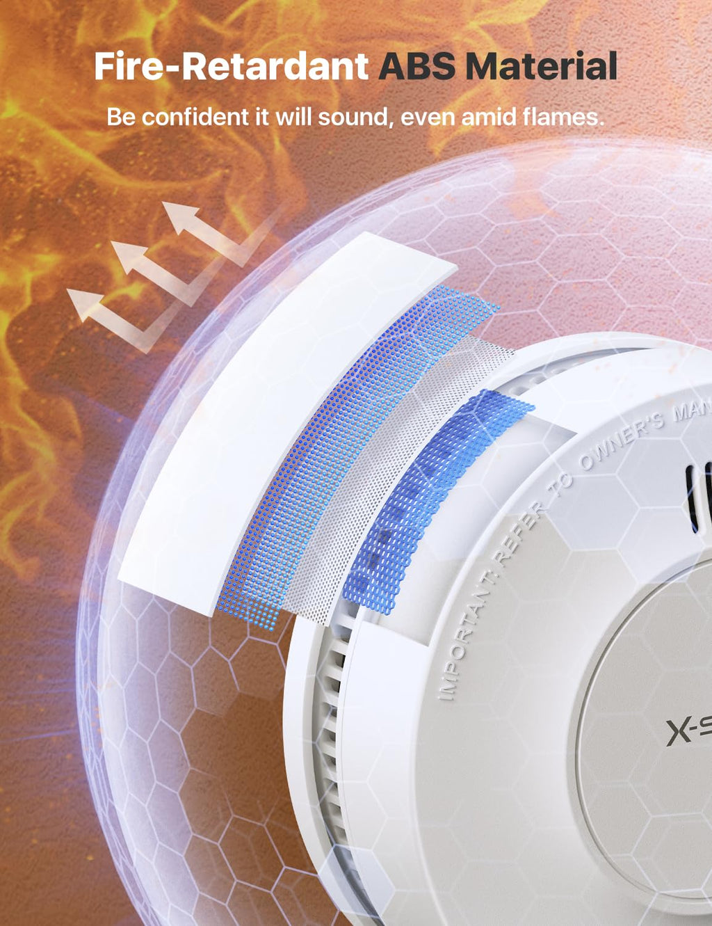 X-Sense Interconnected Smoke Detector, 10-Year Battery, SD19-W, 6-Pack